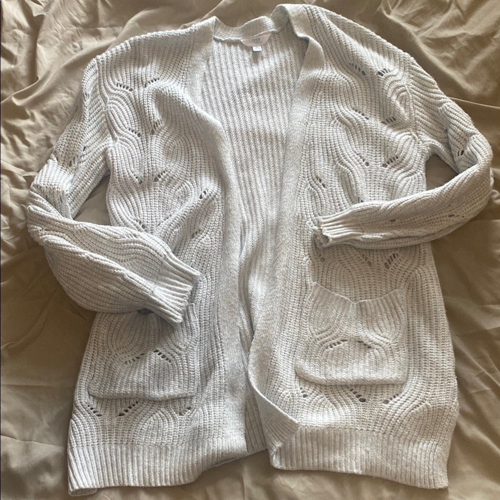 Time and Tru Light Blue Chunky Knit Cardigan Sweater